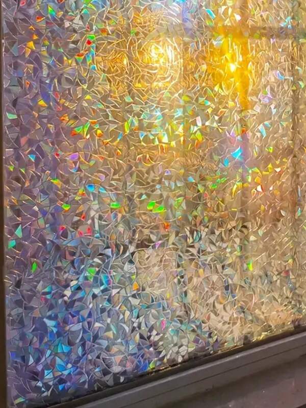 1 Roll 50*500cm 3D Laser Rainbow Window Privacy Film. Static Electric Decorative Glass Sticker - Translucent Sunlight Capturing, Waterproof And UV Resistant, Glue-Free Vinyl Window Decal For Bathroom, Bedroom, Living Room, Office - Cuttable