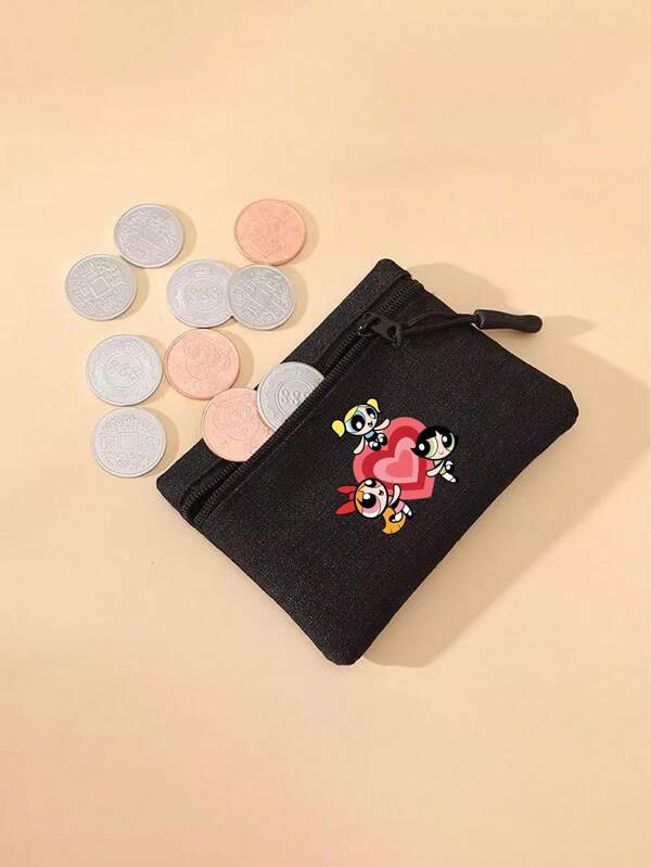 THE POWERPUFF GIRLS Versatile Mini Policewoman Pattern Coin Purse Unisex Simple Contrast Color Zipper Coin Pouch Card Holder For Women Money Wallet Mini Wallet Purse Wallet Travel Wallet Coin Wallet School Supplies Back To School Supplies