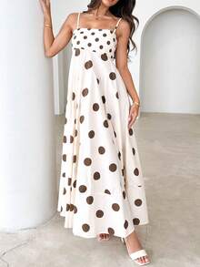 Women Y2K Maxi Dress Smocked Spaghetti Strap Sleeveless Long Flowy Dress Boho Backless Aline Long Dress Summer Casual Beach Sun Dress - 白色 - 查看 2