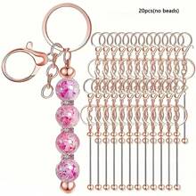 4/8/12/20pcs(No Beads) Beaded Key Chain Kits, Metal Blank Beaded Key Chain DIY Accessories, For Pendant, Jewelry Making, Gift