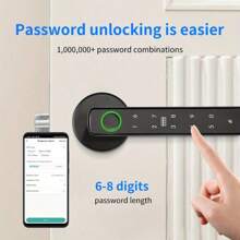 5-In-1 Smart Door Handle Lock With Fingerprint Access, Wireless App Control, Keyboard, 2 IC Cards And Keys - Aluminum Alloy, Battery Powered Smart Home Security, Home Door Lock