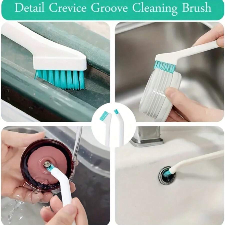 2-Piece Set Of Multifunctional Dual Head With Tail Scraper, Multi-Purpose Kitchen Cleaning Brush Set - Suitable For Cleaning Small Spaces, Corners, And Gaps - Easy To Clean, Perfect For Home Use - 白色 - 查看 1