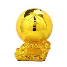 كأس كرة قدم ذهبي الكرة للديكور المكتبي مصنوع بتقنية الطلاء الكهربائي، كأس كرة قدم من الراتنج هدية للأعياد والميلاد