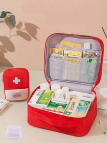 1pc Portable Medicine Bag, Cute Mini First Aid Kit, Medical Emergency Kits, Organizer Outdoor Household Medicine Pill Storage Bag, Empty First Aid Kit, Mini Portable Medical Kit First Aid Bag, Outdoor Camping Family Survival First Aid Kit, Cross Pattern First Aid Kit, Suitable For Car Bike Marathon Running Outdoor Camping Hiking Emergency