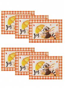 1 buc/4 buc/6 buc/60 buc covorașe izolate cu veveriță, dovleac, frunze de arțar, covorașe din in Hello Autumn, covorașe ușor de curățat, potrivite pentru casă, restaurant, decor pentru masă, rechizite pentru casă