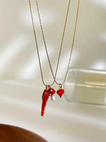 Monlansher Neue Edelstahl-Emaille-Anhänger Halskette für Frauen, handgemachter Schmuck, luxuriöser High-End-Stil für Feiertage, Partys und den täglichen Gebrauch