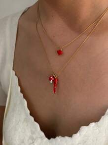 Monlansher Neue Edelstahl-Emaille-Anhänger Halskette für Frauen, handgemachter Schmuck, luxuriöser High-End-Stil für Feiertage, Partys und den täglichen Gebrauch