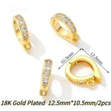 2 stuks 18K verguld messing metalen inleg zirkonia scharnierende hanger enhancer borgsluitingen DIY sieraden maken accessoires