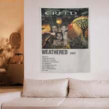 1 pieza Tapiz minimalista con portada de álbum de la banda de rock Creed, se puede personalizar con tu nombre o imagen, decoración colgante para el dormitorio, un buen regalo para novio/novia, Navidad, ideal para sala de estar, dormitorio, decoración del hogar, bandera de habitación, tapiz de habitación - Multicolor - Ver 8