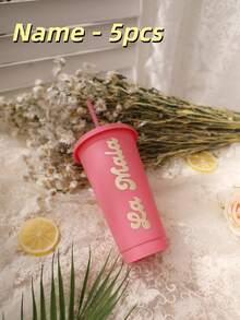 1/5 件，个性化派对冷饮杯，自定义名称和标题，加厚材质，24 盎司大容量，可重复使用，带吸管，适用于婚礼、单身派对、生日派对、户外运动沙滩水瓶以及父亲节礼物、毕业杯、伴娘礼物 - 五彩杯 - 查看 50