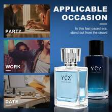 YCZ Perfume Gift Set, Careful Men's Fragrance Set, Ocean Dragon Scent + Cupid Pheromone 2 * 1.7 FL. OZ, Father's Day/Boyfriend Birthday Gift | Business Meeting + Dating Gift - Blue + Treasure Blue - View 5