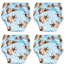 4 pièces de couches lavables et réutilisables pour bébé, étanches, respirantes, 6 couches de protection, 100% polyester, doublure et tissu extérieur imperméable, avec fonction anti-fuite, culottes de propreté, sous-vêtements pour bébé, cadeau de bébé