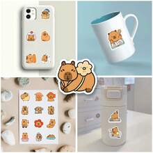 100pcs Cute Capybara Doodle Stickers, Capybara Themed Stickers, Capybara Merchandise, Adorable Stickers, Animal Stickers, Fun Stickers, Capybara Gifts, Capybara Models, Waterproof Vinyl Stickers, Stylish Laptop Sticker Set, Skateboard Stickers, Water Bottle Stickers, Notebook Stickers - Multicolor - View 9