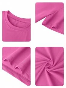 Mädchen Reise-Themen T-Shirt, Rundhalsausschnitt, Kurzarm Design, süßes Sommer Top für Frauen, perfekt für einen Mädels-Ausflug mit Freunden. - Heißes Pink - Übersicht 6