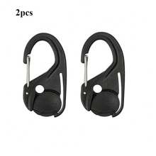 1/2/5 piezas Nuevo Sin Nudo Tensor de Cuerda Negro 66*34mm Ganchos de Fundición Auto-Bloqueantes Fijación Herramientas para Exteriores - 2 piezas - Ver 2