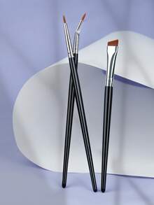 3 件套眼部化妆刷套装 - 超细眼线刷、斜角眼线刷、精准凝胶眼线刷、超细弯曲化妆刷（直刷、斜刷、弯刷），适合初学者