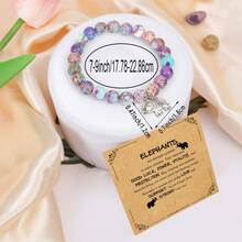 1PC Elephant Gift For Women Friend, Elephant Pendant Bracelet With Blessing Card Gifts For Daughter Son Niece Nephew Friend And Mom Dad, Exquisite Bohemian Style Bracelet Gifts For Elephant Lovers