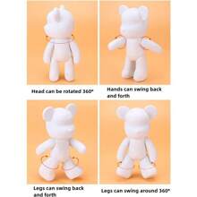 1pc (Only Blank Figurine, Painting Kit Not Included) DIY Gift Graffiti Painting Figurine, Fluid Bear Paints, Flowing Cute Bear Painting Creative Painting Supplies DIY Painting Set, Creative Home Decor Handmade Doll Small Statue Doll, Birthday/Valentine's Day Gift. (Random Style, Color With Slight Variations)