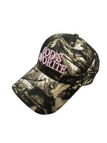 God's Favorite Embroidered Camouflage Jungle Splatter Print Streetwear Baseball Cap (Print Pattern And Hang Tag Randomly Assorted)