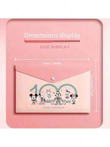 5pcs Cartoon A4 Size High Capacity Thick Storage Bag, Transparent Waterproof And Moisture-Proof Folder With Button Closure, Office & Student Stationery Organizer, Gift,Back To School,School Supplies