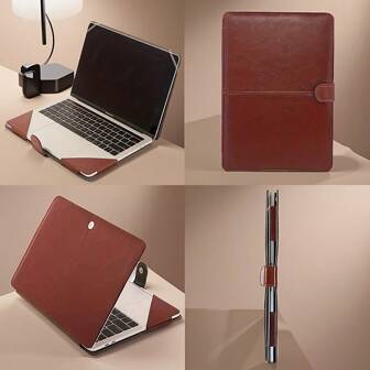 Protective Case Compatible With Apple Air/Pro 13 Inch, High-End PU Leather Material (Brown/Black)