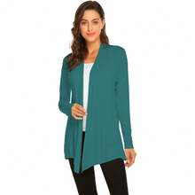 Newchoice Womens Casual Lightweight Long Sleeve Cardigan Soft Drape Open Front Fall Dusters (S-3XL) - Teal Blue - View 3