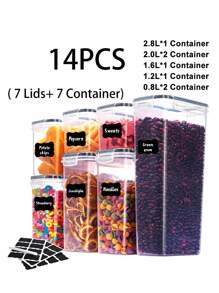 Asnews 48pcs Food Jars And Jars, Airtight Food Storage Containers With LIDS, Labels And Markers,Plastic Kitchen Pantry Storage Containers For Sugar, Flour And Baking Supplies, Kitchen Supplies