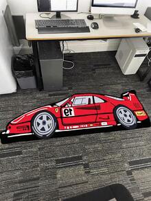 1pc Racing Car Design Area Rug, Plush Soft Feeling Carpet, Suitable For Living Room, Bedroom, Kitchen, Holiday Decor Rug, Bedside Mat, All-Season Attractiveness, Ideal For Indoor Use (Handcrafted Asymmetrical Shape May Have 1-5cm Deviation, Recommend Buying Slightly Larger) - Red - View 3