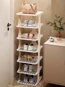 1 Stück mehrstufiges Schuhgestell, einfacher Schuhschrank für den Hauseingang, schmale Aufbewahrung, platzsparend, Zufallsfarbe