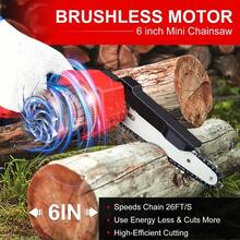 Cordless Mini Chainsaw 6 Inch For Milwaukee 18V M18 No Battery Brushless Portable Electric Chain Saw Tool For M18 Small Handheld Chainsaw For Pruning Shear Branch Wood Cutting Tree Trimming - Red - View 3