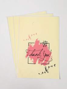 10/25/50个装米色感谢礼品袋，米色感谢文字图案小礼品袋，节日派对回礼袋，感恩节派对回礼包装袋，派对糖果袋，婴儿派对宾客感谢包装袋，派对装饰 - 米黃 - 查看 9