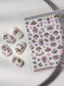 1 pezzo Adesivi per unghie 5D a rilievo con fiori di loto a effetto sfumato, decorazioni adesive per unghie, sticker per manicure fai-da-te