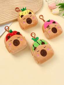 Cartoon Capybara Coin Purse, Plush Storage Bag With Turtle Degu Cute Backpack Pendant