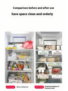 Scatola di stoccaggio regolabile stile cassetto per frigorifero, scaffale organizzatore da cucina per frigorifero, contenitore di stoccaggio portatile con fori divisori, comodo per frigorifero, armadietto da cucina e piano di lavoro, adatto per conservare piccoli frutti e verdure