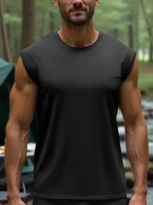 Camiseta sin mangas para entrenamiento de hombre, diseño de hombros anchos, hecha de tela transpirable y de secado rápido, adecuada para ejercicios diarios, clases de fitness y deportes al aire libre, estilo cómodo y práctico