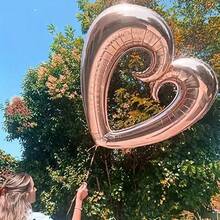 1pc 42-Inch Rose Gold Pink Heart Shape Balloon, Party Decor Suitable For Various Theme Parties, Birthday, Wedding, Engagement - Pink - View 5
