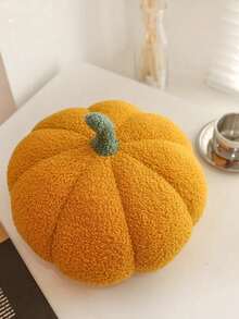 1pc Soft Plush Pumpkin Decor – Boucle Fabric Fall Thanksgiving Halloween Tabletop Decoration For Neutral Farmhouse Autumn Home, Cozy Boho Room Accent Home Decor Halloween Decor Room Decor