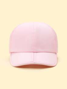 Foldable Parent-Child Baseball Cap, Lightweight Breathable Quick-Drying, Silky Ice Silk Fabric Sunhat, Solid Classic Design, Suitable For All - Pink - View 4