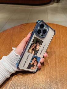 1pc Customized Personalized Dual Image Couple Electroplated Shockproof Ultramarine Blue HD DIY Design Silicone Lens Protection Phone Case Compatible With IPhone 16 Pro Max/16 Pro/15 Pro Max/14 Pro Max/13 Pro Max/Infinix/Smart5/Smart7/Redmi/OPPO A95/A18/A58/A74/A76/A95/F19, MotoG84/G54/G52, Galaxy A24/S24u/S23u/S22u/A14/A15/A54/A55, /Redmi/OPPO, Funny Customized, For Daily Use Or Gift To Boyfriend (Girlfriend)