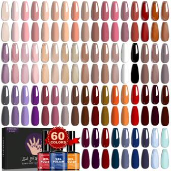 LIMEGIRL 34 Colors Gel Nail Polish Set, Includes 6 Bottles Of Base Coat, Top Coat And Matte Top Coat - Removable UV/LED Gel Nail Polish, Bright White, Black, Blue, Green, Purple Gel Nail Polish, 34 Colors Gel Nail Polish + 6 Bottles Of Base Coat, Top Coat And Matte Top Coat - Suitable For All Seasons And DIY Manicure!