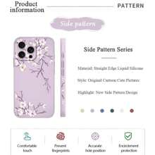 Funda de teléfono de silicona líquida con patrón de flores de cerezo, resistente a golpes y caídas, de moda y elegante