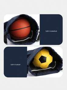 Basketball Bag, Swimming Bag, Dry Wet Separation Women's Storage Bag, Sports Backpack, Training And Fitness Drawstring Backpack - 黑色 - 查看 8