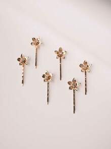 6 Stücke minimalistische Metall Blumen- & Blatt-Haarspangen, süße Haaraccessoires geeignet für Hochzeiten, den Alltag, Partys, Geburtstage