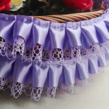 5 Yards Satin Volant Spitzenborte, elegante dekorative Umrandung für DIY Basteleien, Hochzeitsparty Dekoration, Bekleidung und Wohndekoration