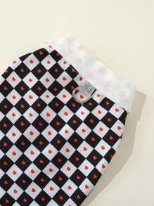 1 pieza Camisa con bloque de color transpirable, diseño de cuello y estampado de corazón, ropa para perros pequeños, argolla para correa, ligera para verano