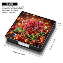 1pc Rose Flower Design Diamond Art DIY Asymmetrical Crystal Rhinestone Painting, Black Faux Leather Memo Pad Box With 160 Sheets, Ideal For Home, Office And School Supplies, Craft, Cute Stationery, Holiday Gift