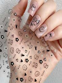 1 件黑猫狗卡通可爱美甲贴纸卡哇伊小狗涂鸦动物美甲贴花 DIY 线条小狗蝴蝶结设计贴花 DIY 线条小狗蝴蝶结设计贴花美甲装饰 - 彩色 - 查看 5