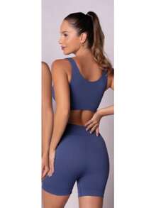 SELENE Bermuda Shorts Seamless Selene Ribbed Sport Women's Gym Fitness Basic Original - 靛藍 - 查看 2