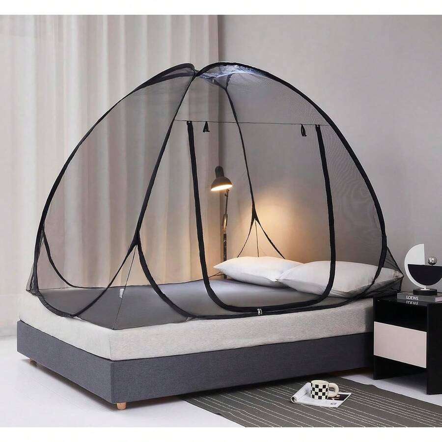 Mosquito Nets Are Great Items. Mosquito Net Tent For Bed,Pop-Up Bed Canopy With Net Bottom,Mosquito Netting Bed Tent For Kids Girls Boys,Bed,Suit For Indoor Outdoor (Twin, Gray) - Black Style - 查看 1