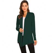 Newchoice Womens Casual Lightweight Long Sleeve Cardigan Soft Drape Open Front Fall Dusters (S-3XL) - Dark Green - View 3